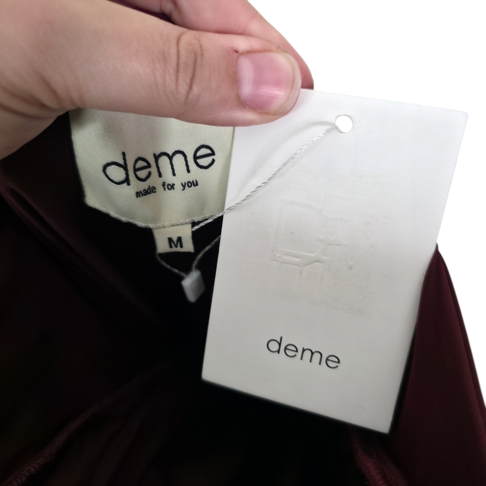 Deme by Gabriella Chloe Maxi Dress Burgundy Red Ruched Jersey Halter NWT Size M - Picture 4 of 11